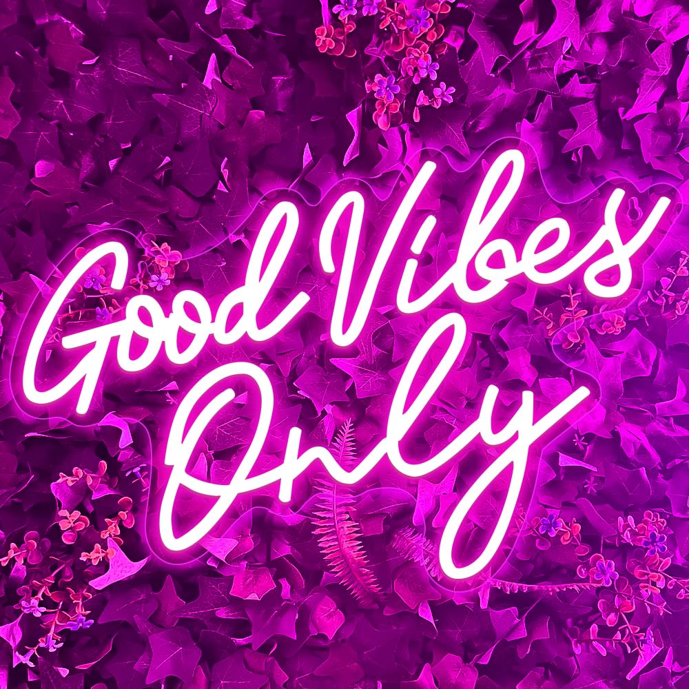 Good Vibes Only Neon Signe, Good Vibes Neon Signe Per La Décoration Murale, Belle Rose Neons Logo Per La Décoration De Chambre De Fille, FêTe, Anniversario, Matrimonio, Salone Centro Commerciale