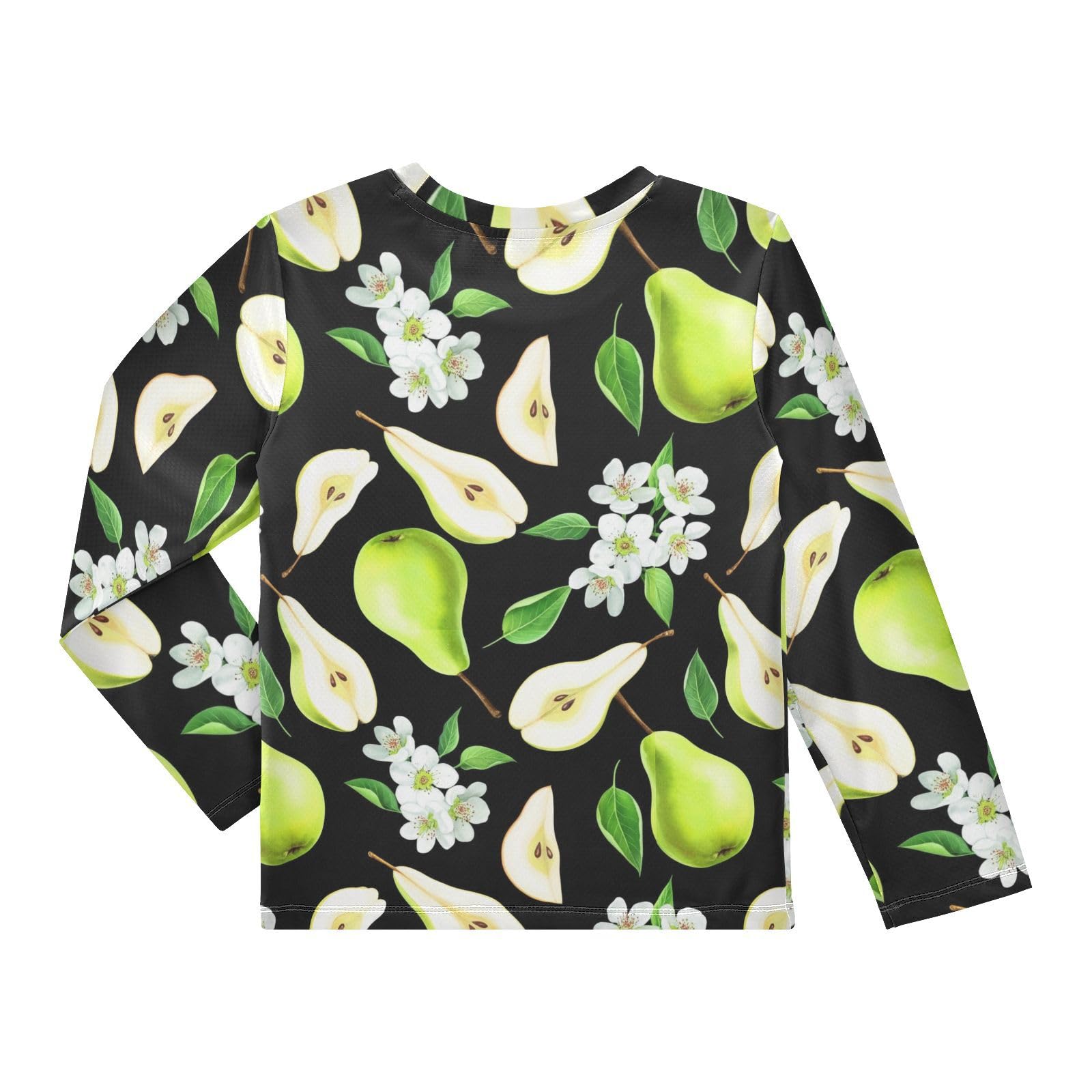 Pear Blossom Black Boy's Rash Guard Swim Shirt Long Sleeve Sun Shirt for Kids Toddlers UPF50+ 4T