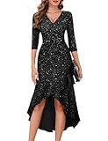 Sequin Formal Cocktail Wedding Guest Dress Prom Sparkly Party Evening Gowns Ruffle Hi Low Midi Dresses