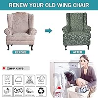 Vista 6 de Fundas para silla de ala, 2 piezas, elásticas, de elastano, con respaldo de ala, fundas para sofá, fundas protectoras de muebles, suaves con parte 9
