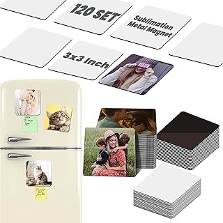 240 PCS Sublimation Magnet Blanks Bulk 3x3 in, 120 Metal Sublimation Blanks and 120 Soft Magnets, Square Metal Sublimation Fridge Magnet Photo Blanks for Refrigerator as Personalized Gift