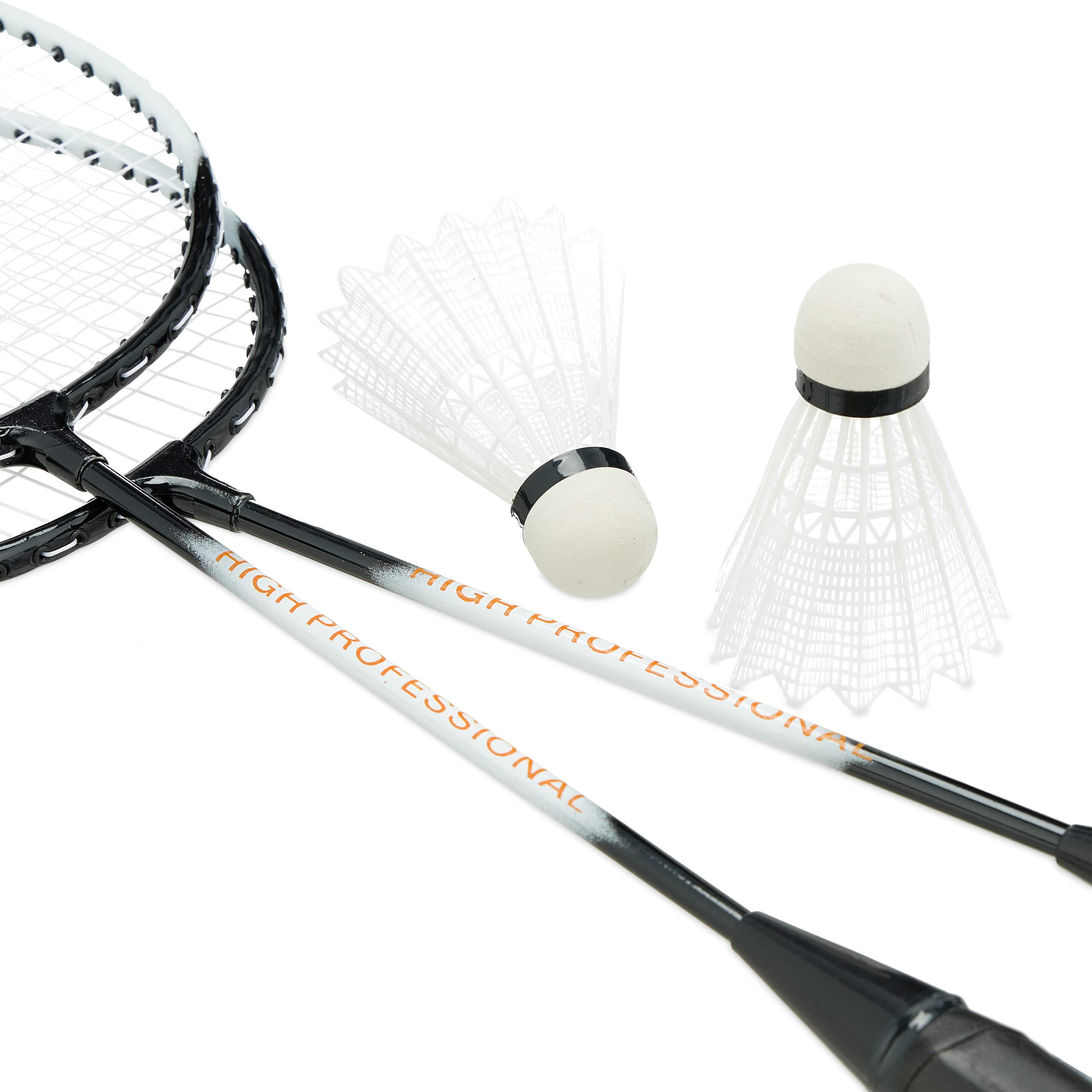 Relaxdays Juego de Bádminton con Bolsa, 2 Raquetas y 10 Volantes, Set para Niños y Adultos