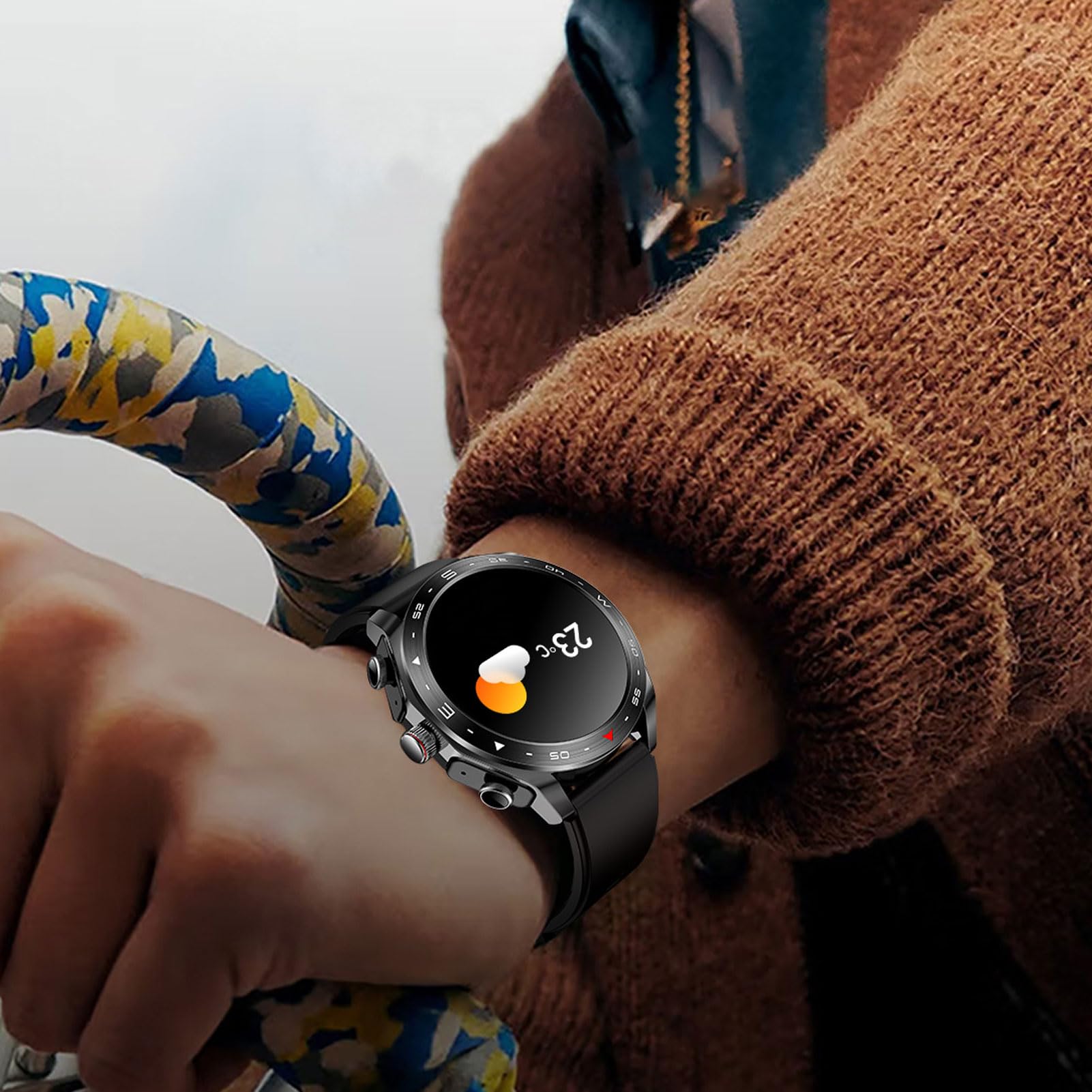 SUNGOOYUE 2 w 1 Smartwatch z Bezprzewodowymi Wkładkami Dousznymi, 360x360px HD Display IP67 Water Fitness Tracker do Treningów