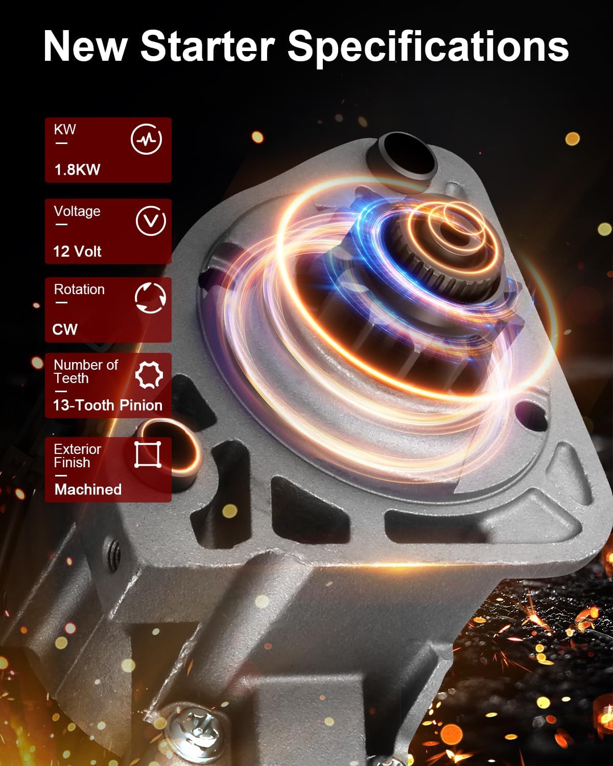 New Starter Replacement for Nissan for Frontier 2.4L 2006-2008 2012-2014 for Nissan for Pathfinder 5.6L 2008-2010 2012, 23300-EA20A 23300-EA200, 1.8 Kw/12 Volt Starter