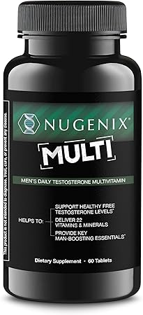 Nugenix Multivitamin for Men, Multivitamin and Testosterone Support - 19 Vitamins and Minerals, Supports Free Testosterone, Balance Cortisol, Promotes Nitric Oxide Production, Blood Flow - 60 Tablets