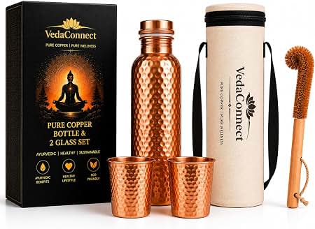 Amazon.com: India House Pure Copper Water Bottle Drinking Set