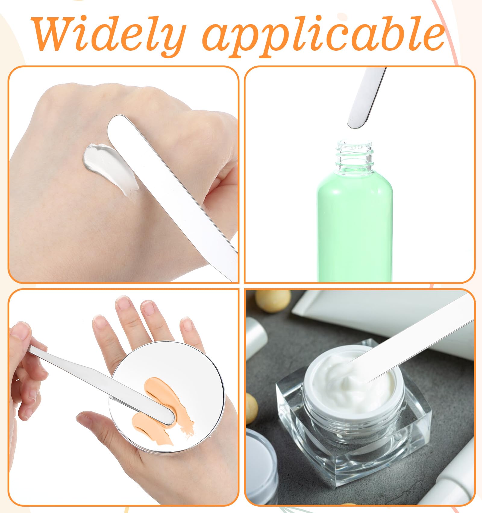 Lot de 3 spatules de maquillage en acier inoxydable pour fond de teint, petit outil de mélange cosmétique pour application uniforme de crème pour le visage, facile à nettoyer, idéal pour les amateurs