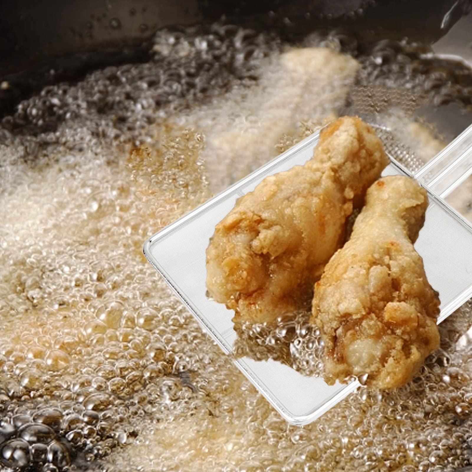 Fine Mesh Square Strainer Skimmer Small Wire Stainless Steel Strainer Spoon Spatula Cooking Skimmer Pasta Spoon for Home Kitchen (Fine Mesh)