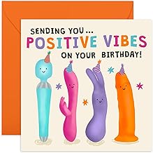Women's Funny Birthday Card – 'Sending Positive Vibes' – Playful and Cheeky Presents for Friends, Girlfriend, Bestie, BFF, Partners, and Colleagues – Comes with Fun Stickers