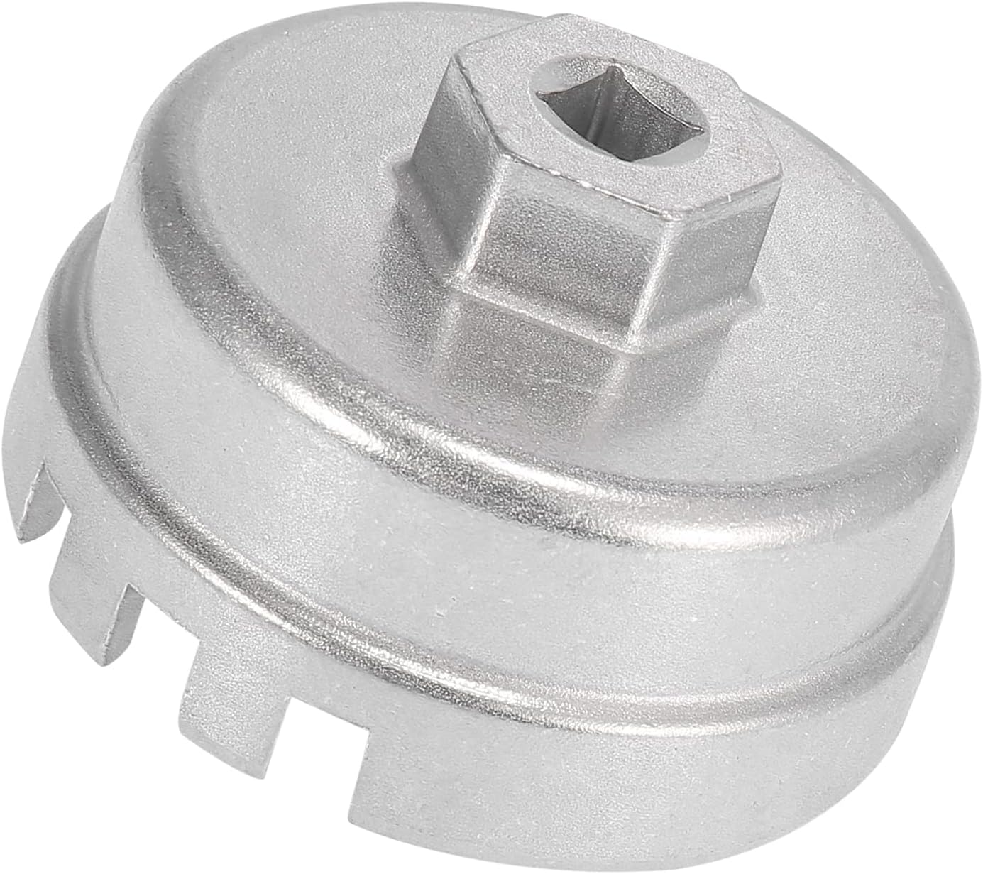Motoforti Oil Filter Cap Wrench 14 Flutes 6 Slots, Oil Filter Cap Removal Tool, for Toyota RAV4 2.5L 2009-2015, 64.5mm, Silver Tone