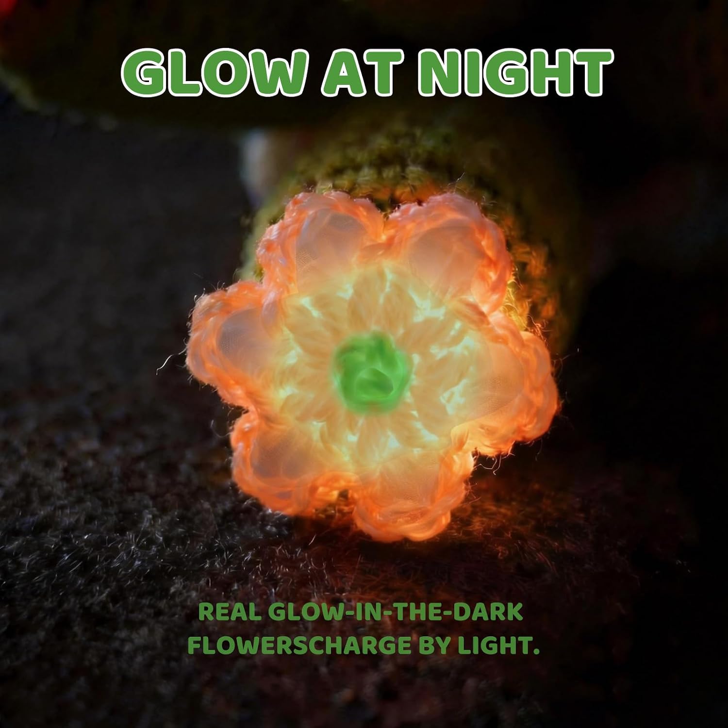 FOITLE Crochet Kit for Beginners - 6 Pack Potted Plants with Unique Glow-in-the-Dark Flowers, Learn to Crochet Kit for Adults & Kids, 50% Extra Yarn Included, QR Code Video Tutorials (02)
