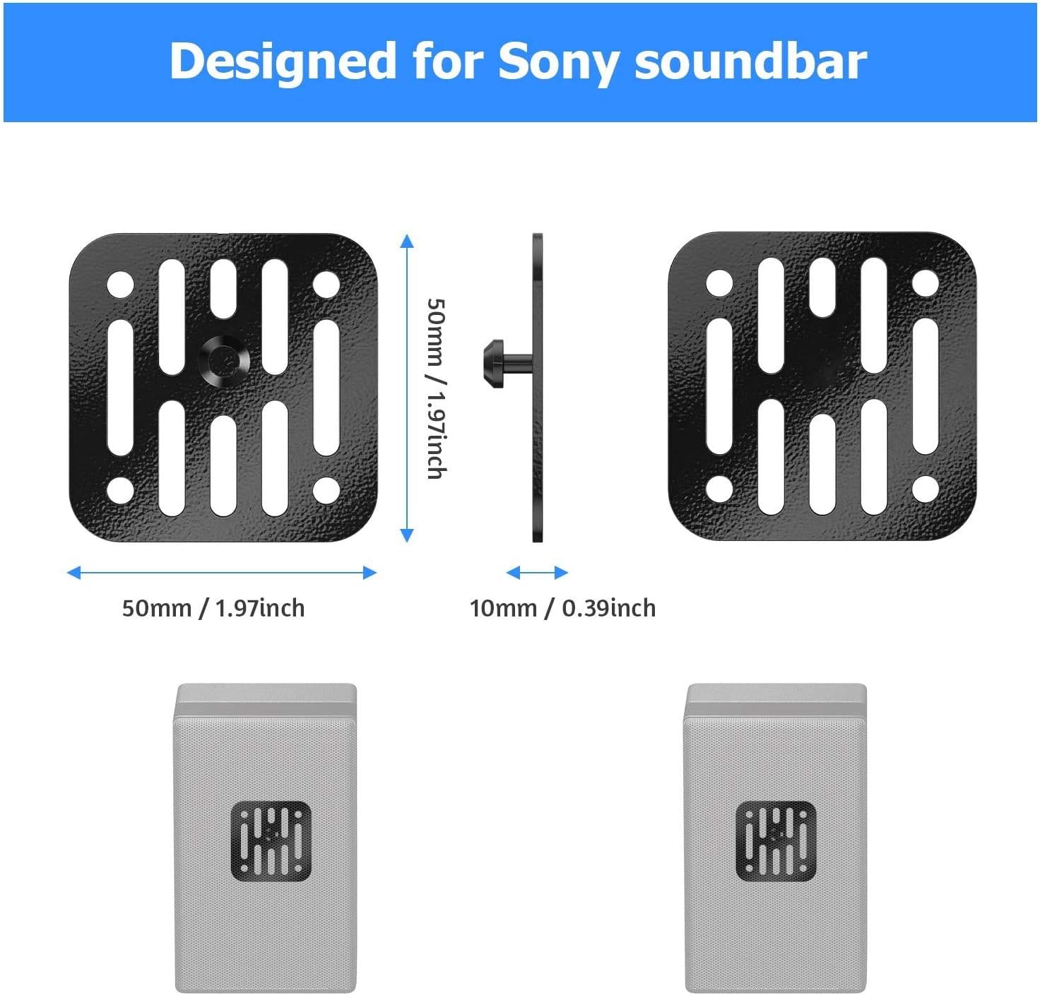 notiela Wall Mount Bracket for Yamaha YAS-207 YAS-209 YAS-108 YAS-109 Soundbar Mounts for Klipsch RP-140SA & Sony SA-Z9R HT-Z9F Speakers with Keyhole