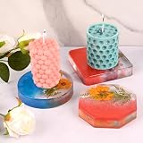 Moukiween Moldes de resina para posavasos de 6 cavidades, moldes de silicona para resina epoxi, moldes cuadrados redondos octágonos grandes para fundición de resina, bricolaje, manualidades, regalos,