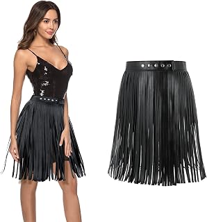 Falda de Borlas para Mujer Cinturón de Cuero de PU Falda Borlas Festival Falda Gótica Ajustable Falda Borlas para Mujer Festival Corto Adecuado para Festival Música Cena Cosplay