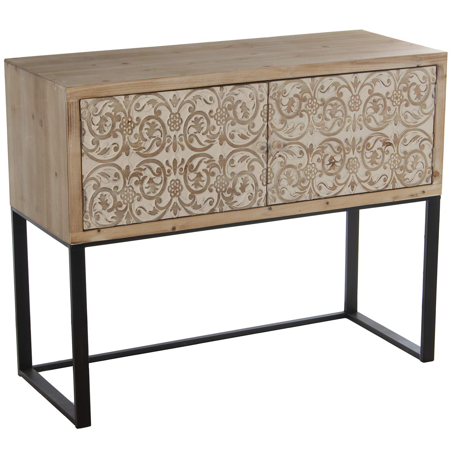 Mesa de entrada 2 puertas madera metal DRW recibidor estrecho consola salon pasillo 100cm