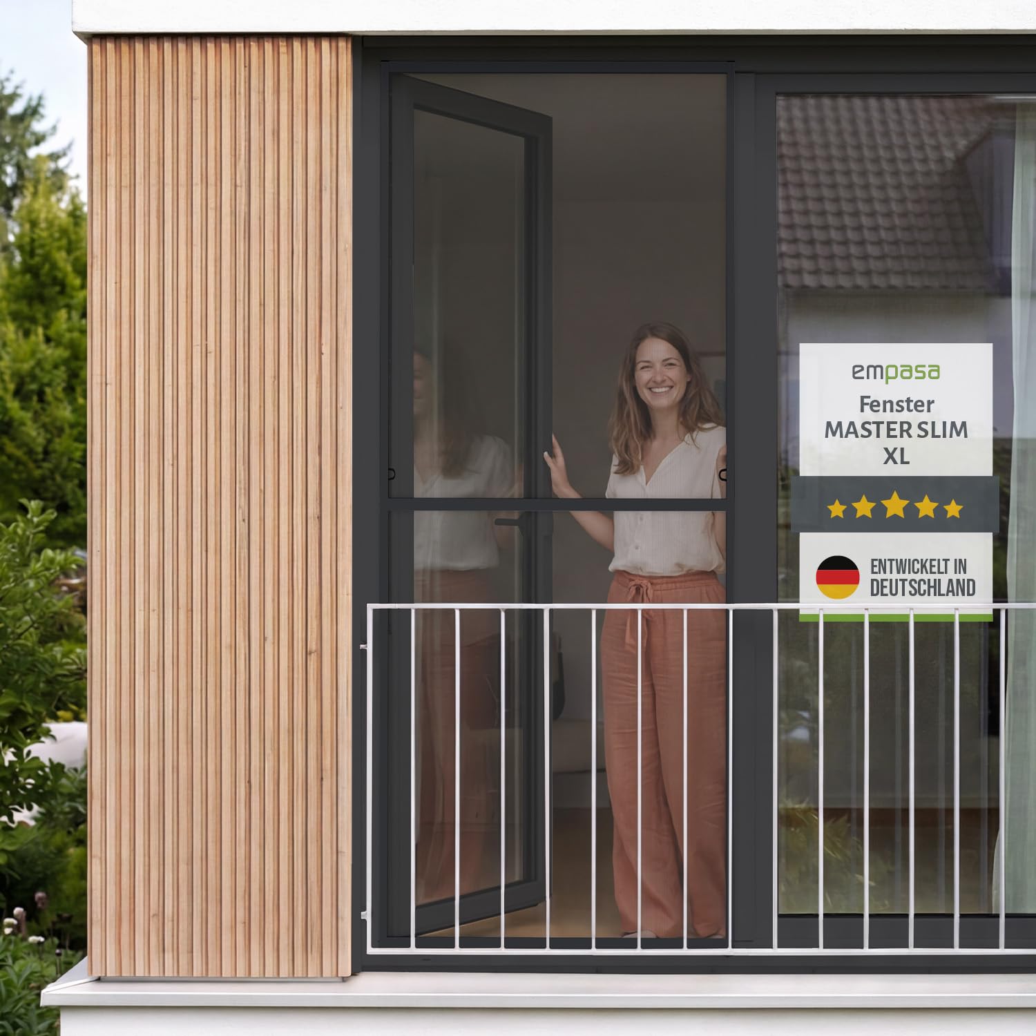 empasa Insektenschutz Fliegengitter Fenster Master Slim XL mit Alurahmen in verschiedenen Farben, individuell zuschneidbar, Größe: 130 x 220, Farbe: anthrazit