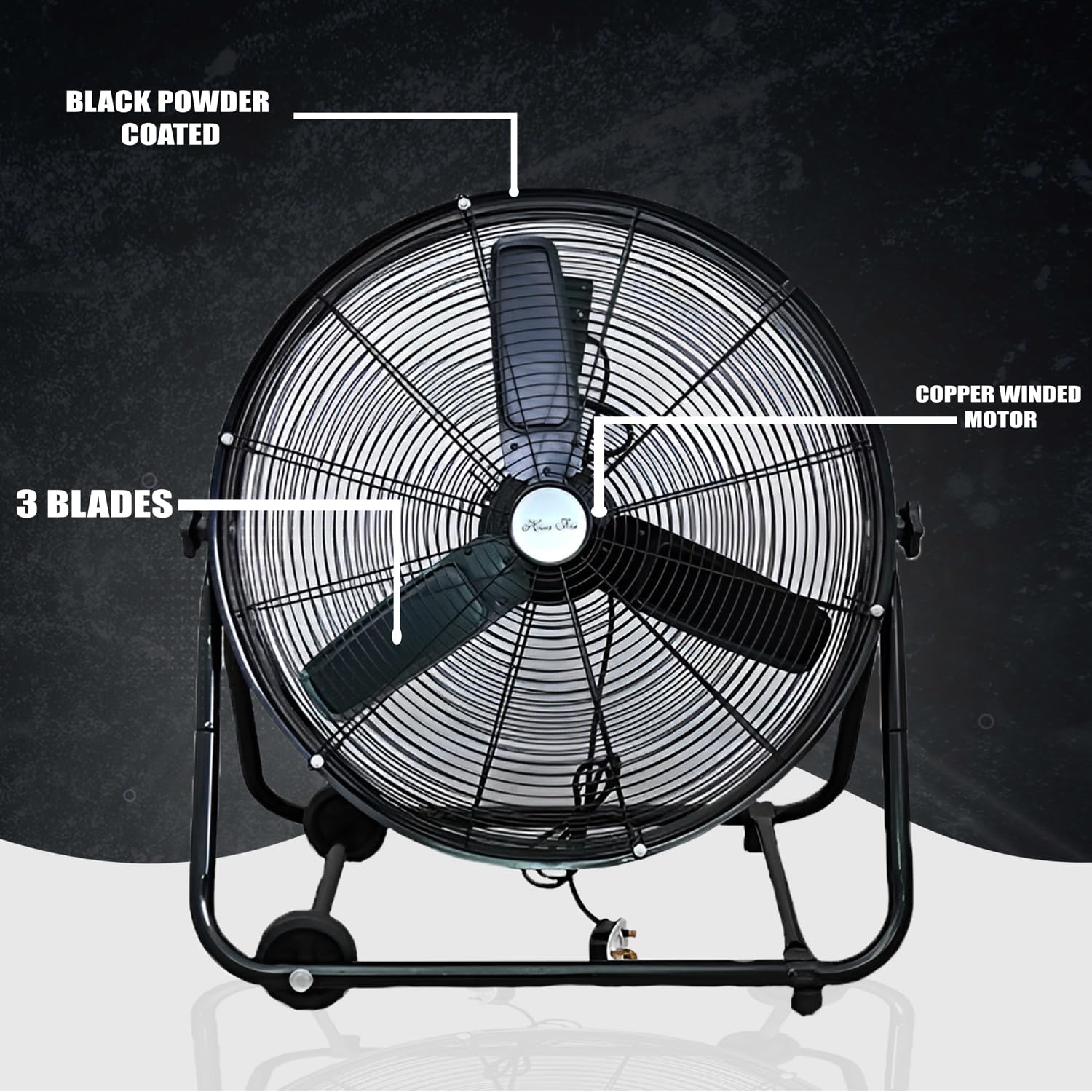 POTENTE barrel drum Ventilador Industrial Comercial Rotatorio oficina Metal 24" 30" 36" - Negro, 91cm