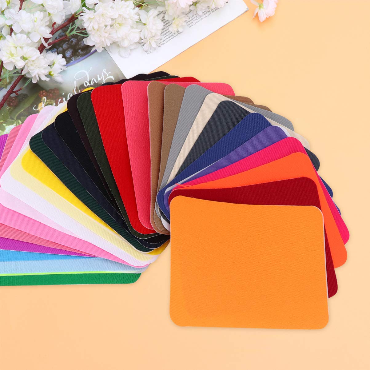 HOMSFOU 3 Sätze Buntes Bügelpatch Farben Simulierte Denim Stoffflicken für Kleidung Jeansreparatur und Diy Projekte Einfache Anwendung und Langlebig