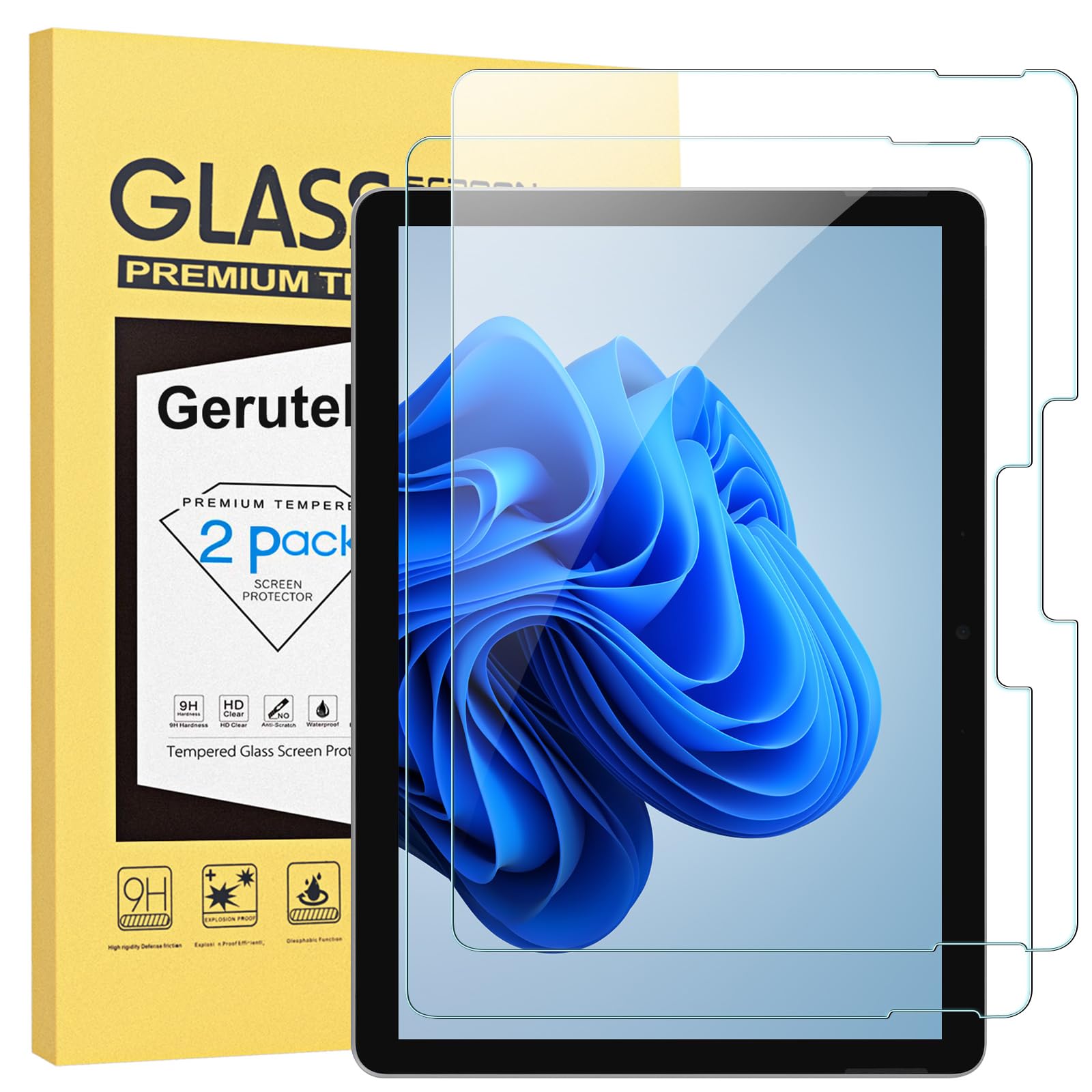 Gerutek 2-Pack Surface Tempered Glass Screen Protector for Microsoft Surface Go (10.5-inch, Ultra-clear, 9H)
