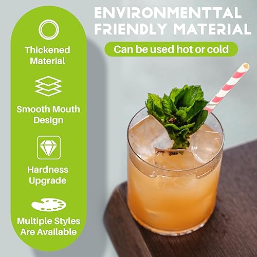 Miniatura 3 de 125 popotes desechables a rayas de 5 pulgadas, pajitas pequeñas de papel kraft de agave colorido a granel, para café, leche, jugo, cocciales y para