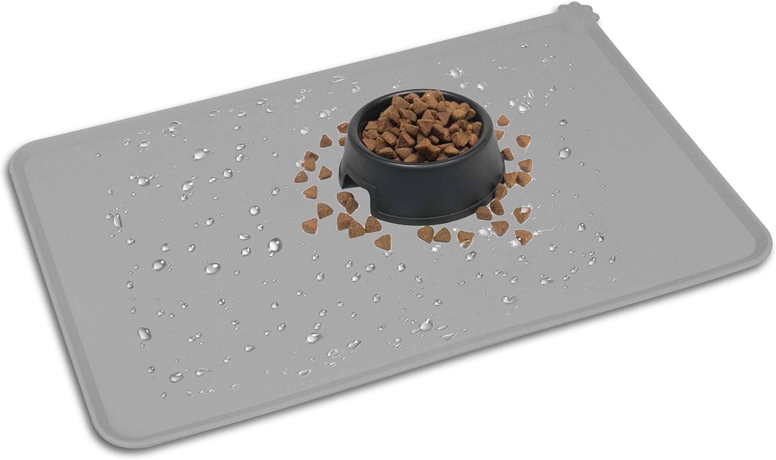 HOOSUN Pet Food Mat,Silicone Waterproof Pet Food Mat Dog Cat Pet Feeding Mat,Pet Bowl Tray Pet Food Mats for Floor with Raised Edges for Puppy Dog Cat Small Medium Animals,Pet Bowl Mats