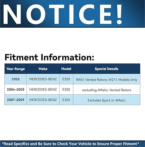 Miniatura 2 de Detroit Axle - Kit de frenos para Mercedes-Benz E320 E350 Frenos de disco perforados y ranurados Rotores Pastillas de freno de cerámica Reemplazo