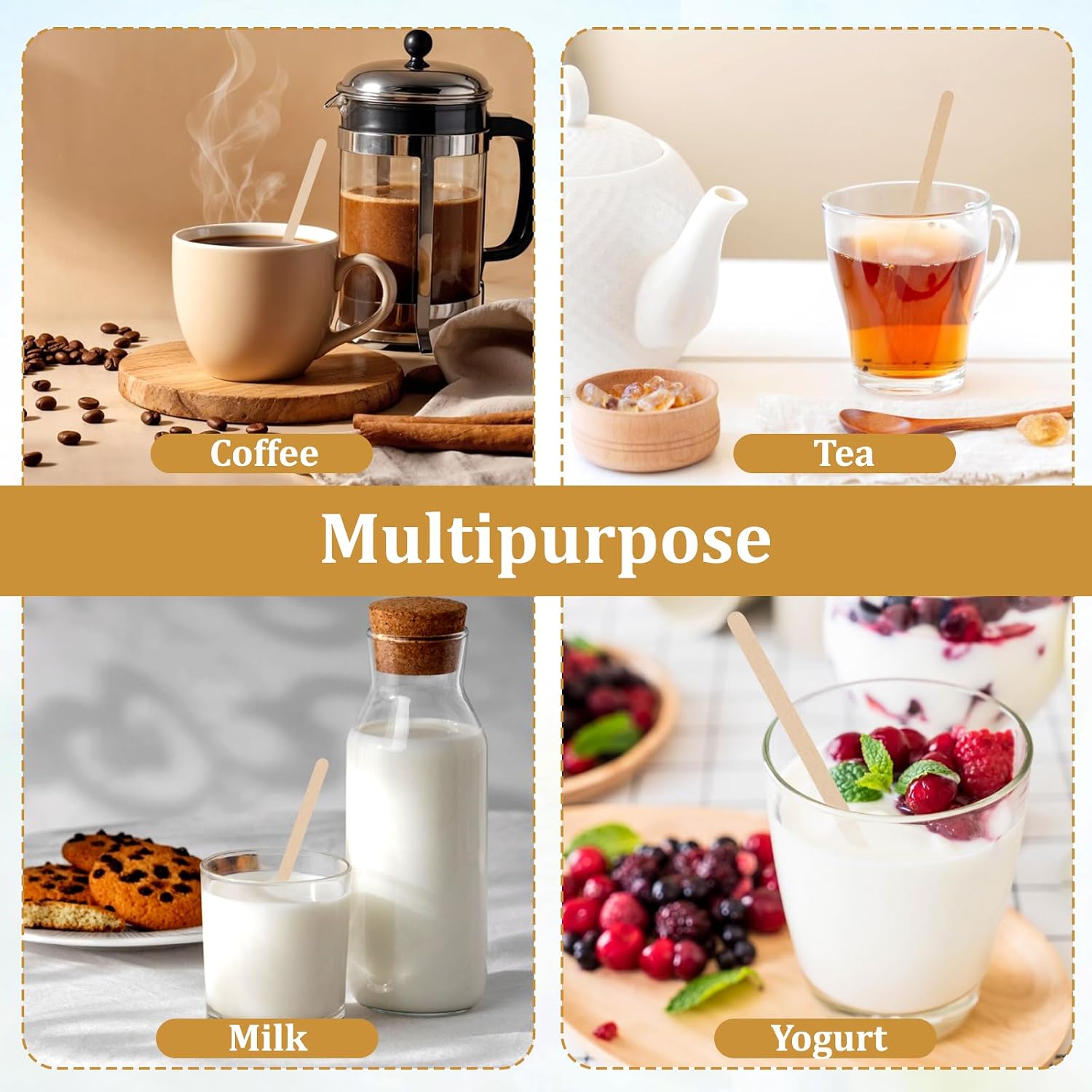 2000 Pcs Individually Wrapped Wooden Coffee Stirrers 5.5 Inch Disposable Wood Stir Sticks, Round End coffee stirrer for Cocktail, and Hot Drinks
