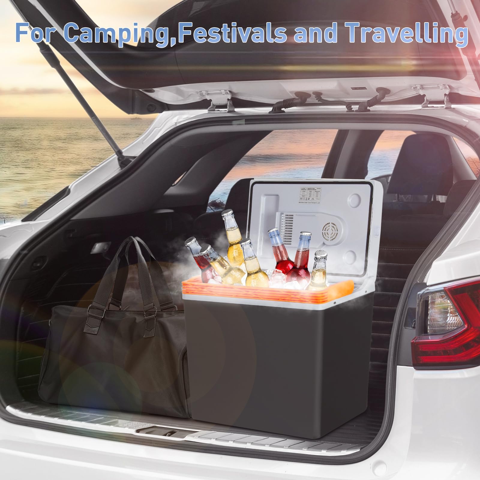 Todeco 30L Glacière électrique portable, pour Refroidir et Garder au Chaud, Mini-frigidaire 12V et 230V, Mode ÉCO, pour voiture, camion, bateau, camping-car et prise de courant
