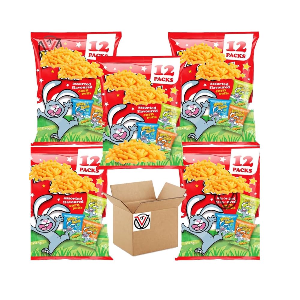 05 x Happy Snnax Crisps Assorted Flavours Corn Puffs 12 pks 96g | VIMIX