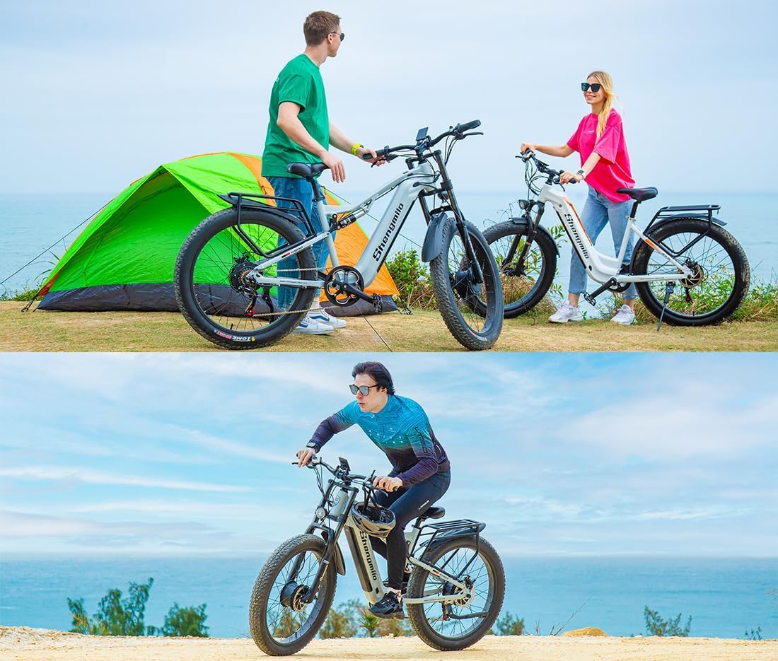 Shengmilo S600 Bicicletas eléctricas, 26 Pulgadas, neumáticos Anchos, batería de 840 WH con batería de Iones de Litio extraíble y 7 velocidades para Adultos y Hombres(Gris Mate)