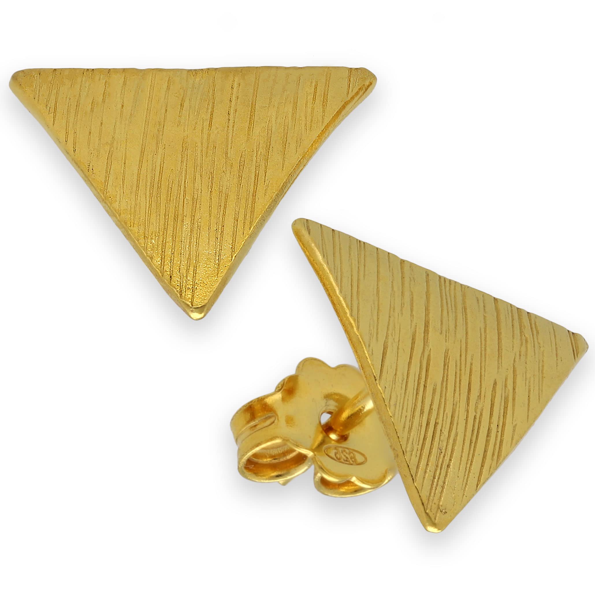 Kolczyki wkrętki Trójkąt z srebra 925 - Geometryczny Minimalistyczny Design - Beznikilowe i Hipoalergiczne - Handmade by Emmanuela