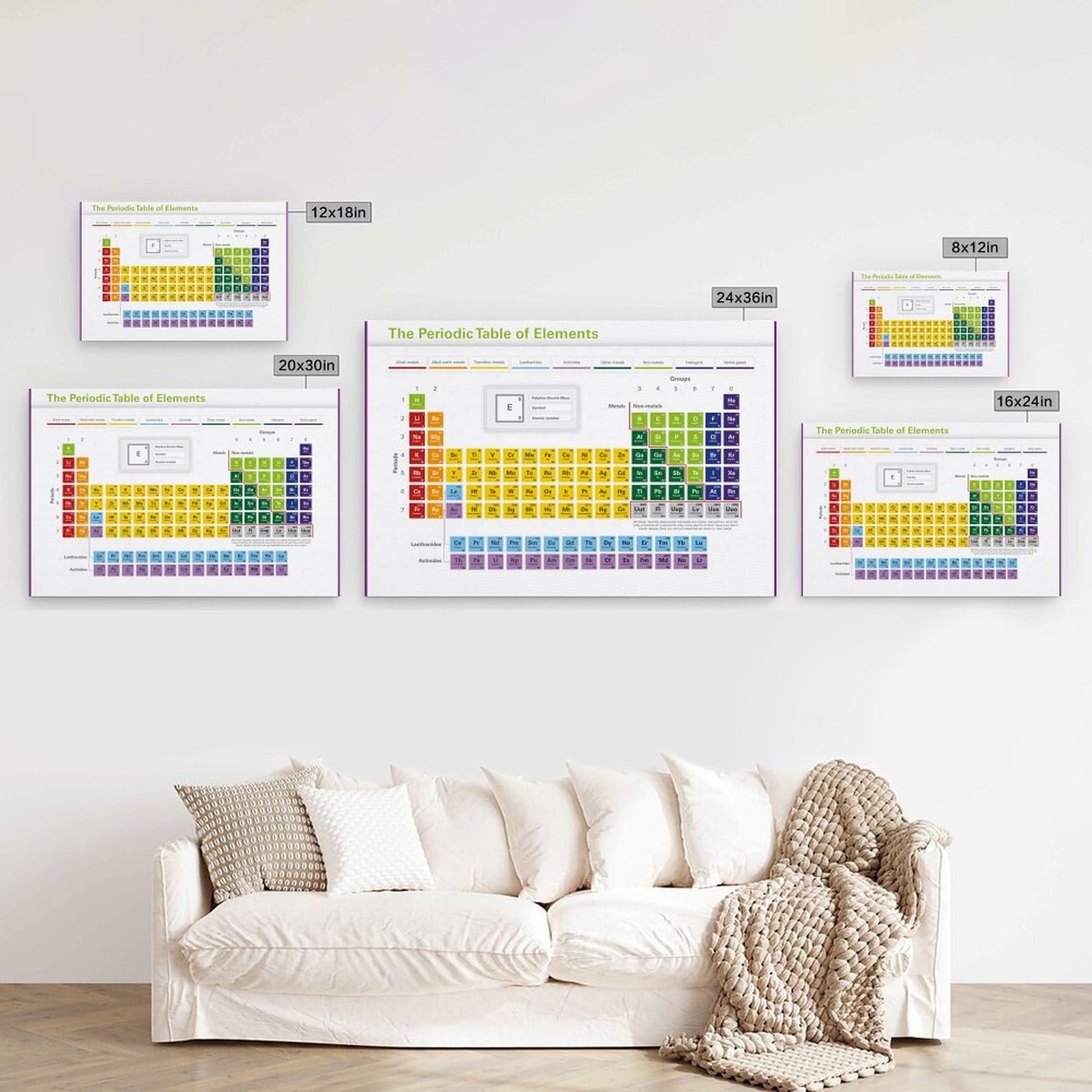 generisch Periodic Table of Elements Chart, nowoczesne wydruki na płótnie, obrazy dekoracyjne do pokoju chłopca lub dziewczynki, obrazy ścienne do salonu i obrazów z motywami świątecznymi, 30 x 40 cm