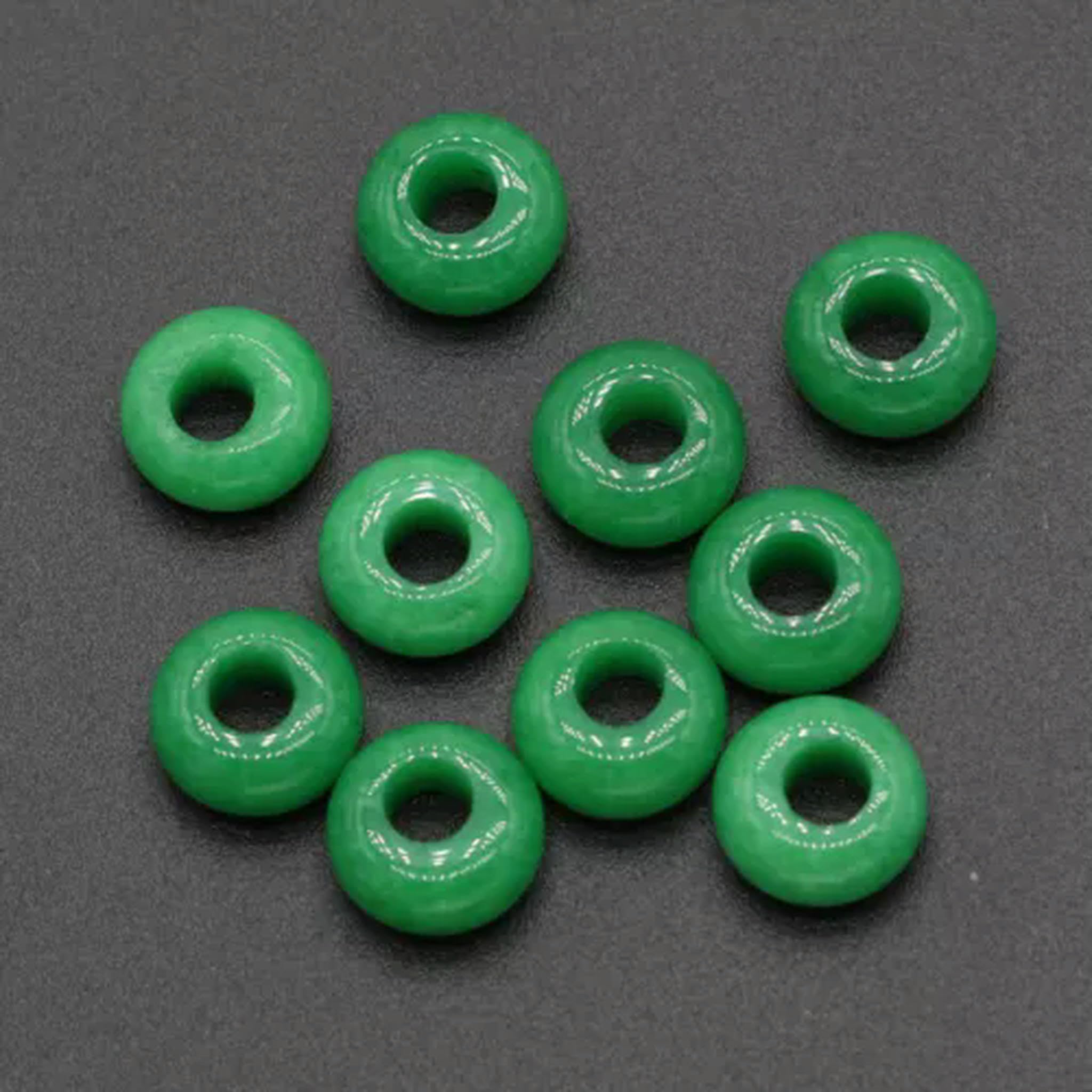 Großhandel 100 Stück natürliche malaysische Jade Steinperlen Abacus Big Hole Perlen 5x10mm