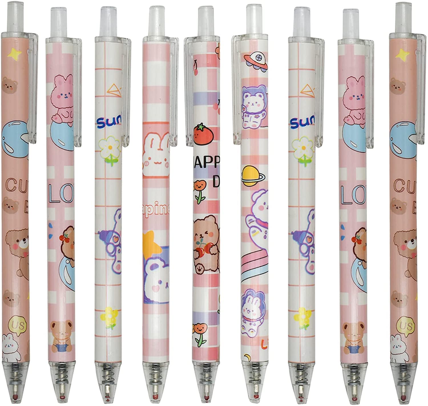 Amazon | Maydahui かわいい 動物 クマ ウサギ ノック式 ボールペン 12  