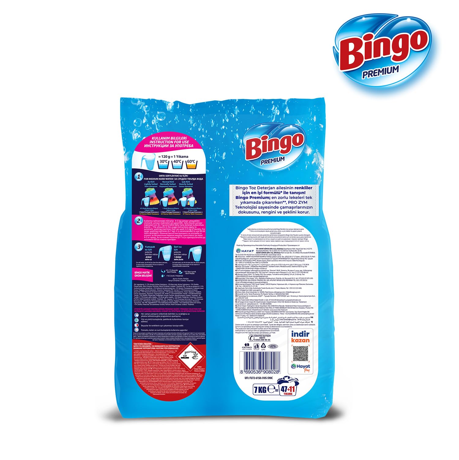Bingo Premium Toz Çamaşır Deterjanı 7 kg Renkli