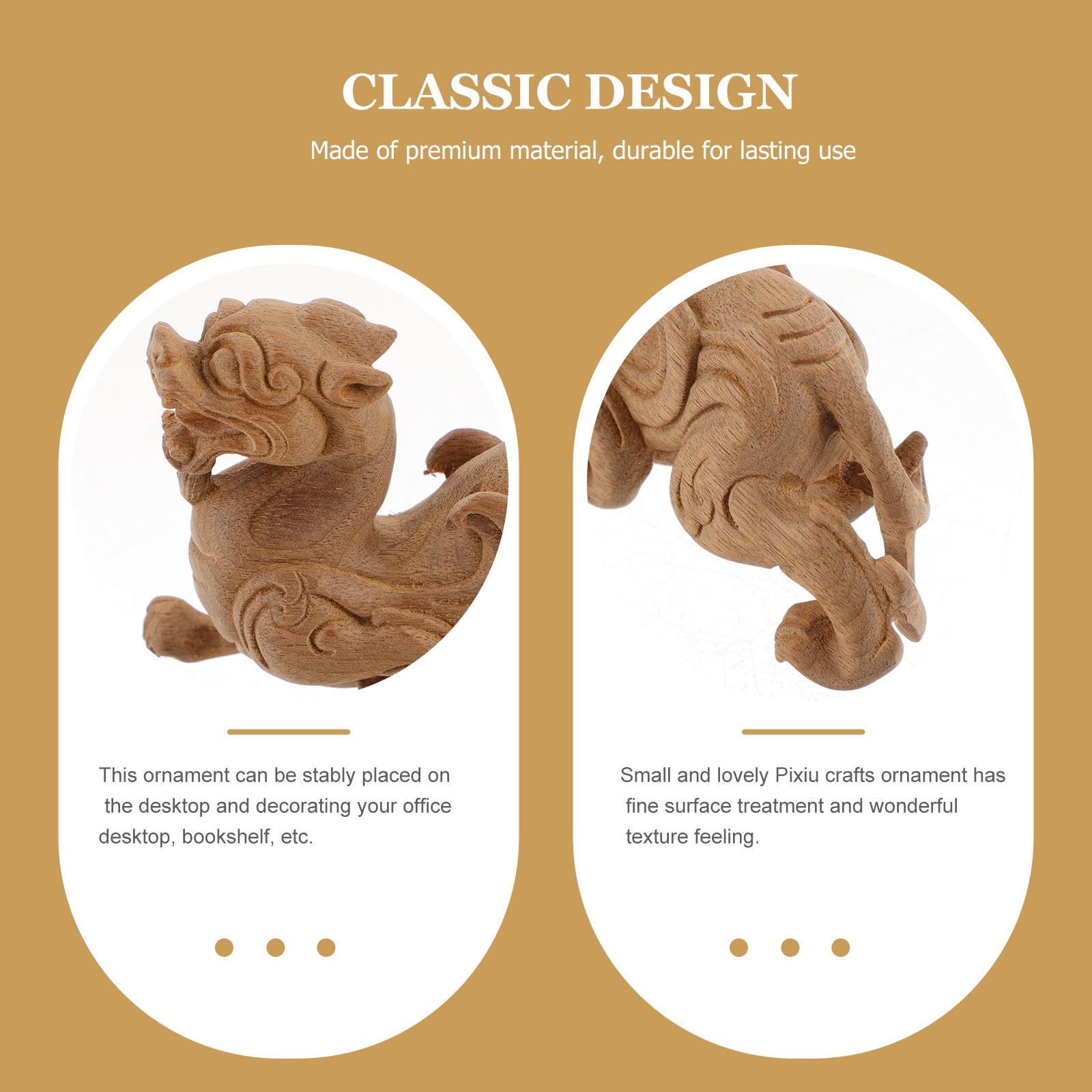 Statua Decorativa in Legno di Pixiu Marrone per Casa e Ufficio, Ornamento Classico Semplice e Artistico, Complemento D'arredo Moderno e Decorazione Elegante Stili multipli