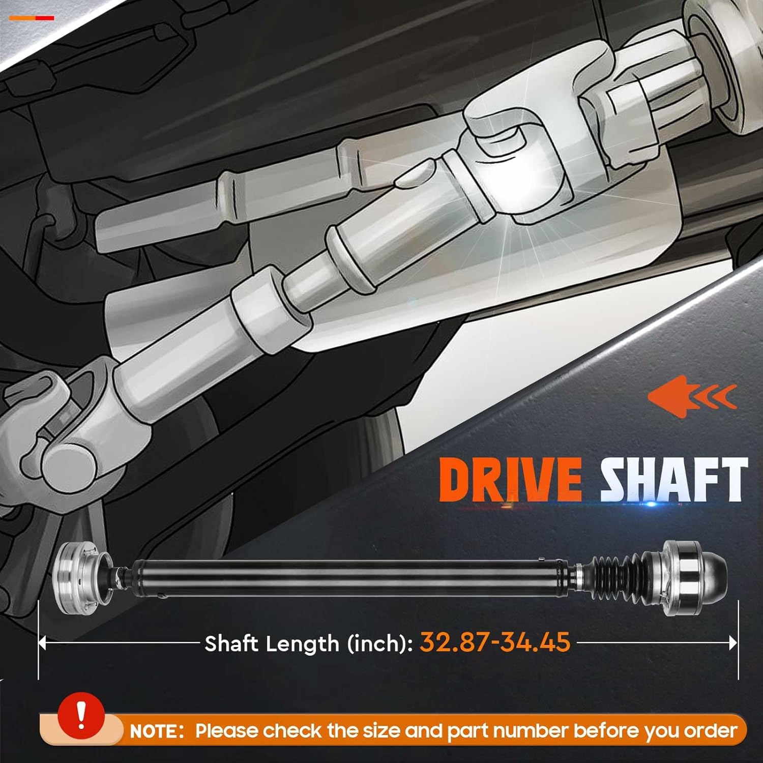 Front Drive Shaft Propeller Shaft Driveshaft Assembly for Jeep Grand Cherokee L6 4.0L 1999 2000 2001, AWD 4WD Automatic Transmission for 938-142 938142 52099497AD 52099497AC