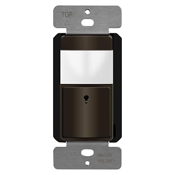 TOPGREENER PIR Motion Sensor Switch, Ambient Light Level Detector, No Neutral Required, 5A, 150W LED/CFL, 1/6 HP, Occupancy Vacancy Modes, Ground Wire Required, Single Pole, TDOS5-JM, Brown