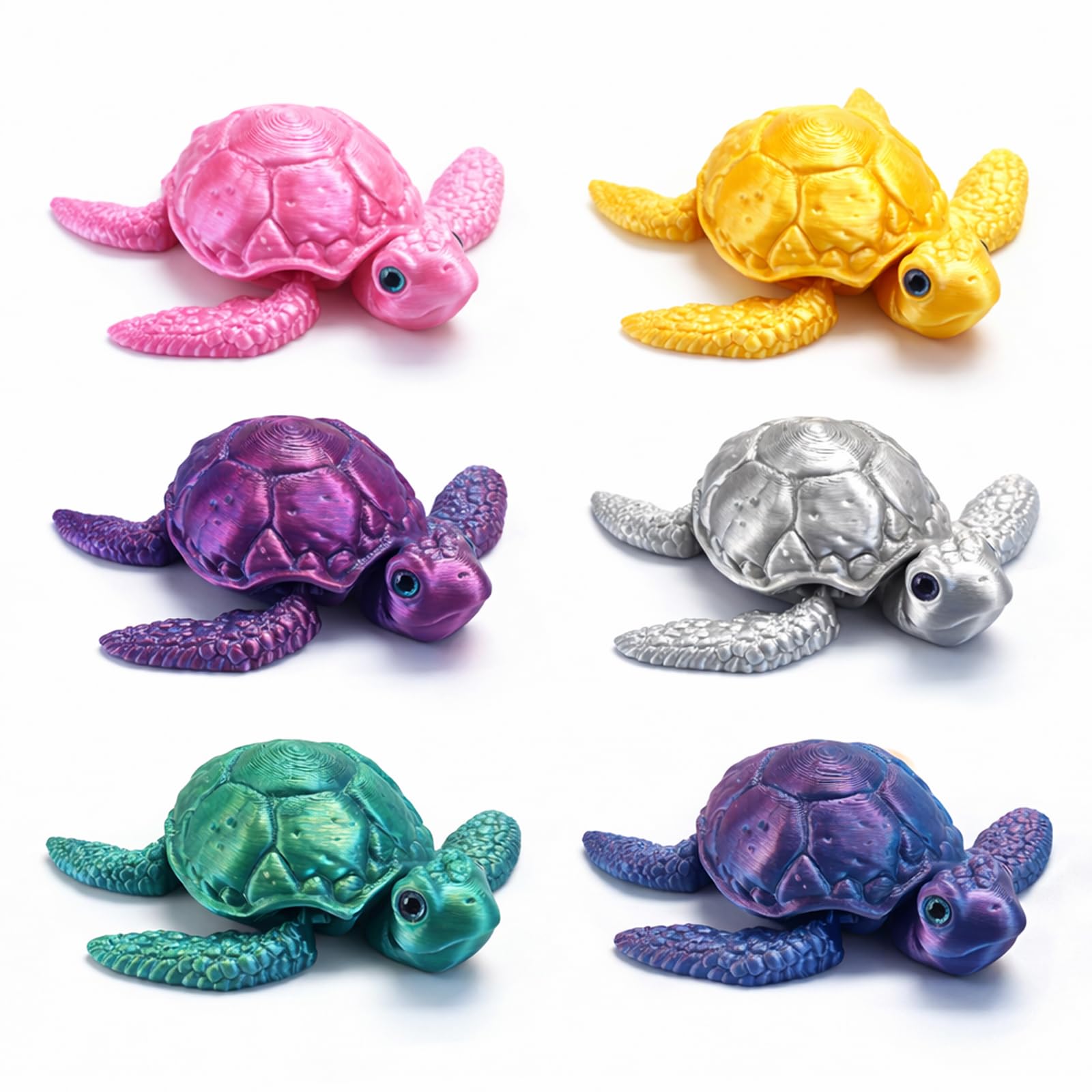 BAGUBDR 6Pcs 3D Printed Animals, Mini 3D Printed Sea Animals, 3d Printed Figures, Vibrant Colour Collection, Detailed Turtle Models, Random Style and Color