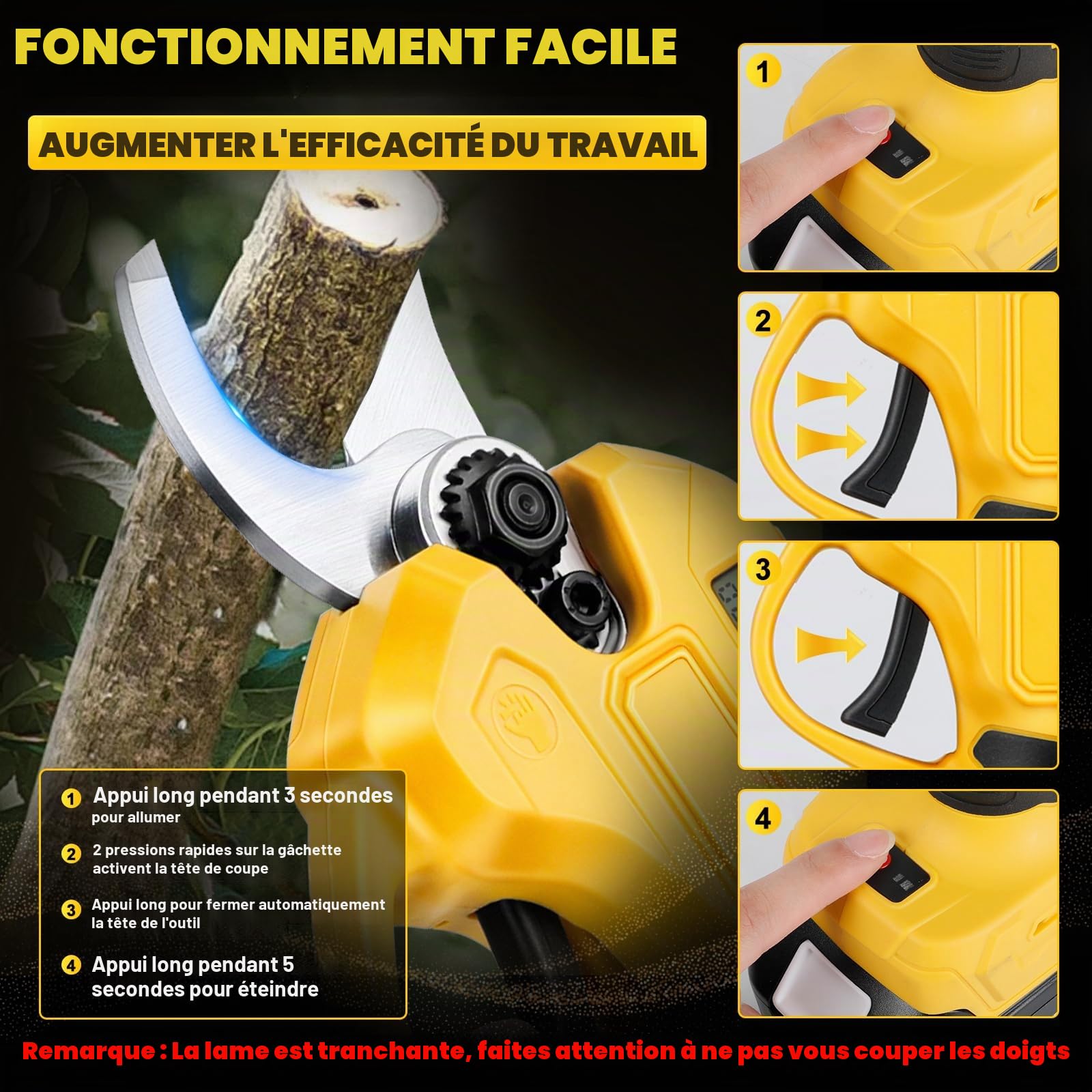 Sécateur Électrique Sans fil Compatible avec Dewalt 18V 20V (Sans batterie)