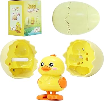 Wind-Up Dinosaur Egg Hatching Toy, Rotate the Egg to Hatch a Walking Animal, Reusable Clockwork Fun Animal Toy for Boys and Girls, Ideal Gift for Birthdays, Holidays, and Easter (Duck)