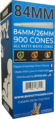 Miniatura 10 de Big Fatty Cones - Conos preenrollados  Papel de liar blanco natural sin blanquear  RVTUS (0.04 oz, 50)