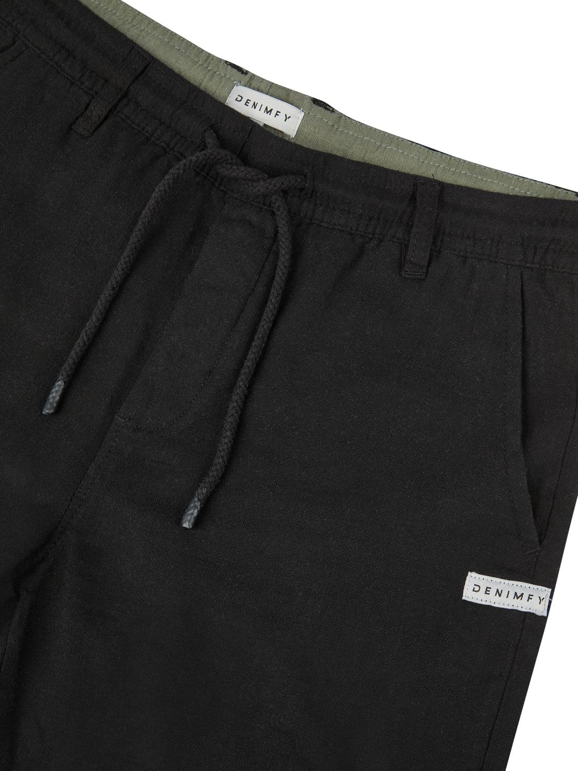 DENIMFY Pantalones de lino largos para hombre con cintura, ajuste regular, cordón DFDylan, pantalones de verano, pantalones de ocio, monocolor, negro, verde, azul, beige, S, M, L, XL, XXL, 3XL, 4XL