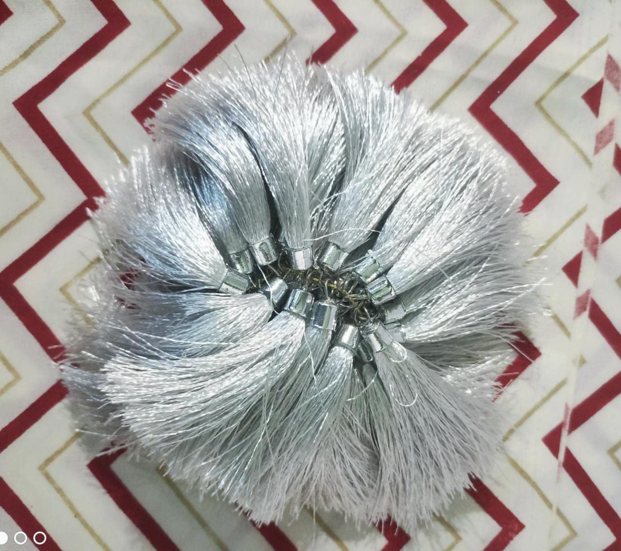 Lacesnmore Tassel Latkan Hanging Fringe Silk Thread jhallar 50 Pieces tessle Dresses, Blouse, Dupatta, Saree, Choli, chunni, Sarees, Lehenga, Suits, Curtains (Silver) 1