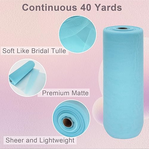 Miniatura 58 de Rollos de tela de tul azul de 54 pulgadas por 20 yardas, perno de carrete de tutú para decoración de bodas, falda tutú de baby shower, envoltura