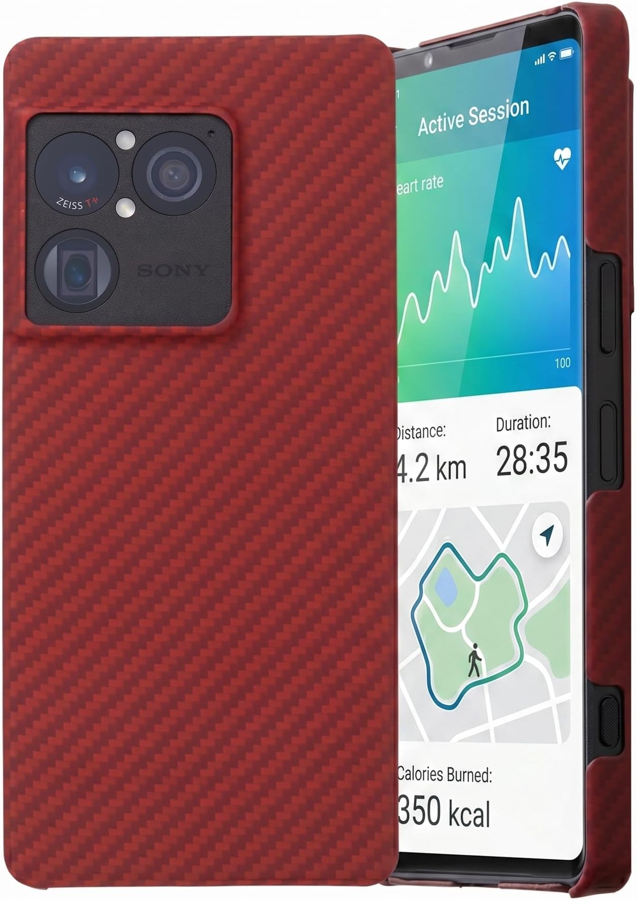 Deff ディーフ Xperia用 アラミド繊維 薄型 耐衝撃 超軽量 カーボン風(調) ケース (Xperia 1VIII用 レッド)