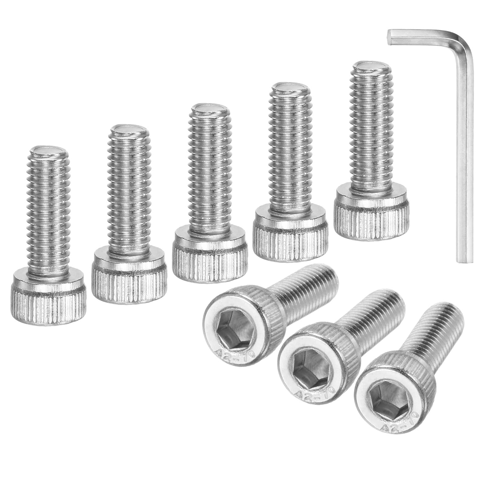 M METERXITY 30-Pack M5 x 14mm Socket Head Cap Screws, 304 Stainless Steel Hex Machine Bolts, Allen Socket Drive Screw with Hex Wrench for Repair/DIY, Fully Threaded Fasteners Kit [Silver] — image 1