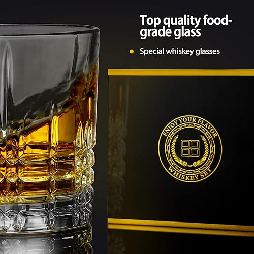 Miniatura 4 de Juego de 4 vasos de whisky de lujo Old Fashion de 10 onzas para beber bourbon escocés y cócteles