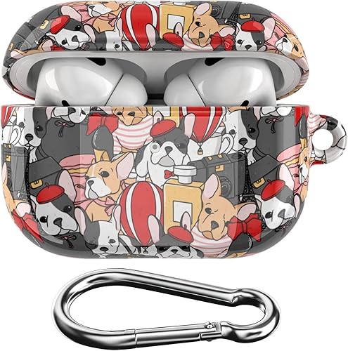 Cavka Funda compatible con Airpods Pro & Pro 2 Airpods 3-2-1 generación, carcasa de plástico francés con estampado de bulldog francés, cubierta de