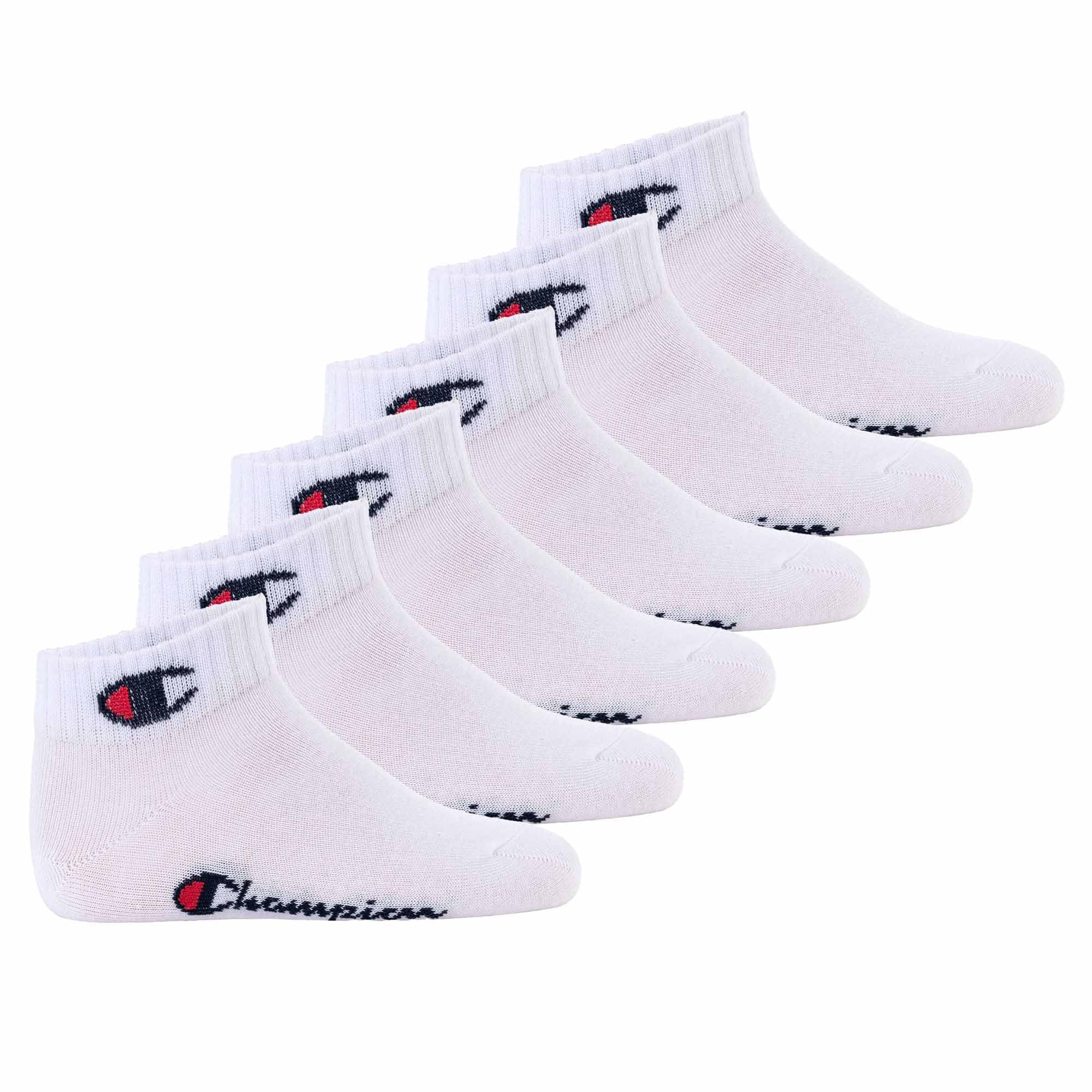 Champion Accessories Basics 6pk Quarter Socks, White, 6 UK
